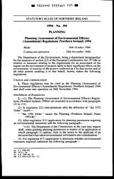 Planning (Assessment of Environmental Effects) (Amendment) Regulations (Northern Ireland) 1994