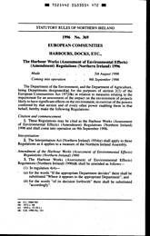 Harbour Works (Assessment of Environmental Effects) (Amendment) Regulations (Northern Ireland) 1996