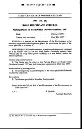 Parking Places on Roads Order (Northern Ireland) 1997