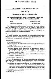 Industrial Pollution Control (Applications, Appeals and Registers) Regulations (Northern Ireland) 1998