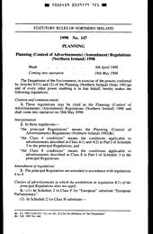 Planning (Control of Advertisements) (Amendment) Regulations (Northern Ireland) 1998