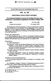 Industrial Pollution Control (Prescribed Processes and Substances) (Amendment) Regulations (Northern Ireland) 1998