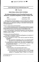 Industrial Pollution Control (Prescribed Processes and Substances) (Amendment) Regulations (Northern Ireland) 1999
