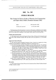 Control of Noise (Codes of Practice for Construction and Open sites) Order (Northern Ireland) 2002