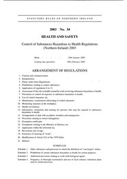 Control of Substances Hazardous to Health Regulations (Northern Ireland) 2003