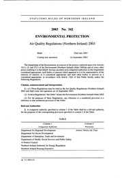 Air Quality Regulations (Northern Ireland) 2003