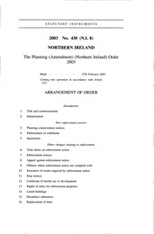 Planning (Amendment) (Northern Ireland) Order 2003. (N.I. 8) (Including corrections dated June and July 2003)