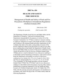 Management of Health and Safety at Work and Fire Precautions (Workplace) (Amendment) Regulations (Northern Ireland) 2003