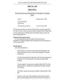 Homelessness Regulations (Northern Ireland) 2003