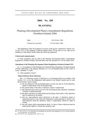 Planning (Development Plans) (Amendment) Regulations (Northern Ireland) 2004
