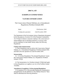 Conservation (Natural Habitats, etc.) (Amendment) Regulations (Northern Ireland) 2004