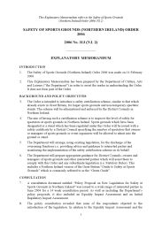 Explanatory Memorandum to the Safety of Sports Grounds (Northern Ireland) Order 2006. SI 2006/313 (N.I.2)