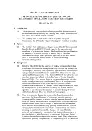 Explanatory Memorandum to the Environmental Liability (Prevention and Remediation) Regulations (Northern Ireland) Regulations 2009. SR 2009/252