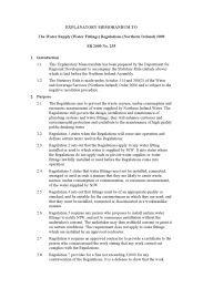Explanatory Memorandum to the Water Supply (Water Fittings) Regulations (Northern Ireland) 2009. SR 2009/255
