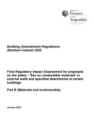 Final Regulatory Impact Assessment for proposals on fire safety - ‘Ban on combustible materials’ in external walls and specified attachments of certain buildings. Part B (Materials and workmanship). SR 2022/71