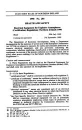 Electrical Equipment for Explosive Atmospheres (Certification) Regulations (Northern Ireland) 1990