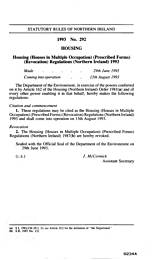 Housing (Houses in Multiple Occupation) (Prescribed Forms) (Revocation) Regulations (Northern Ireland) 1993