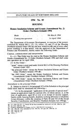 Home Insulation Scheme and Grants (Amendment No. 2) Order (Northern Ireland) 1994