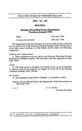 Housing (prescribed forms) regulations (Northern Ireland) 1994