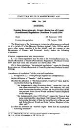 Housing Renovation etc. Grants (Reduction of Grant) (Amendment) Regulations (Northern Ireland) order 1994