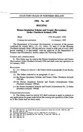 Homes Insulation Scheme and Grants (Revocation) Order (Northern Ireland) 1994