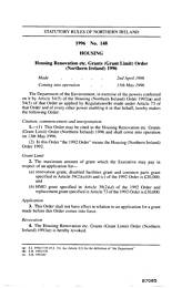 Housing Renovation etc. Grants (Grant Limit) Order (Northern Ireland) 1996