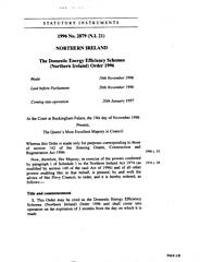 Domestic Energy Efficiency Schemes (Northern Ireland) Order 1996