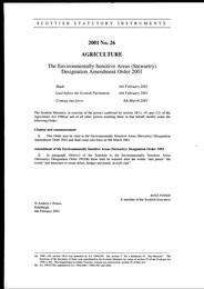 Environmentally Sensitive Areas (Stewartry) Designation Amendment Order 2001
