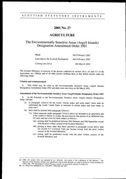 Environmentally Sensitive Areas (Argyll Islands) Designation Amendment Order 2001