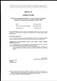 Environmentally Sensitive Areas (Western Southern Uplands) Designation Amendment Order 2001