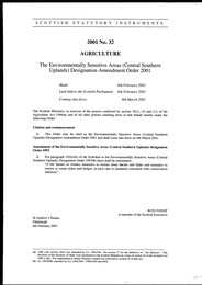 Environmentally Sensitive Areas (Central Southern Uplands) Designation Amendment Order 2001