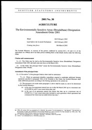 Environmentally Sensitive Areas (Breadalbane) Designation Amendment Order 2001