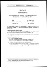 Environmentally Sensitive Areas (Central Borders) Designation Amendment Order 2001