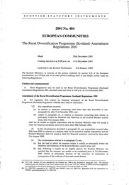 Rural Diversification Programme (Scotland) Amendment Regulation 2001