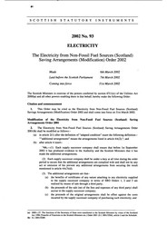 Electricity from Non-Fossil Fuel Sources (Scotland) Saving Arrangements (Modification) Order 2002