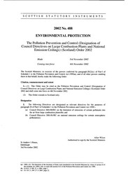 Pollution Prevention and Control (Designation of Council Directives on Large Combustion Plants and National Emission Ceilings) (Scotland) Order 2002