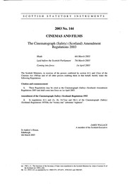 Cinematograph (Safety) (Scotland) Amendment Regulations 2003