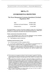 Waste Management Licensing Amendment (Scotland) Regulations 2003