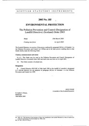 Pollution Prevention and Control (Designation of Landfill Directive) (Scotland) Order 2003