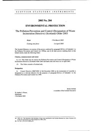 Pollution Prevention and Control (Designation of Waste Incineration Directive) (Scotland) Order 2003