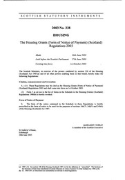 Housing Grants (Form of Notice of Payment) (Scotland) Regulations 2003