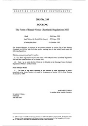 Form of Repair Notice (Scotland) Regulations 2003