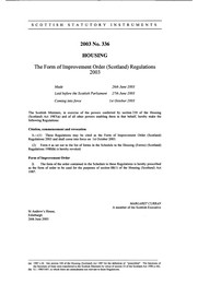 Form of Improvement Order (Scotland) Regulations 2003