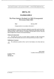 Water Industry (Scotland) Act 2002 (consequential provisions) order 2003