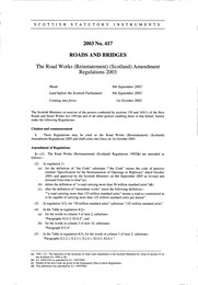 Road Works (Reinstatement) (Scotland) Amendment Regulations 2003