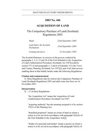 Compulsory Purchase of Land (Scotland) Regulations 2003