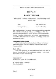Lands Tribunal for Scotland Amendment (Fees) Rules 2003