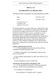 Special Waste Amendment (Scotland) Regulations 2004