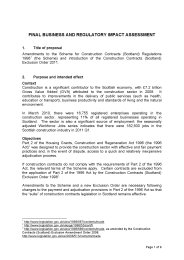 Final Business and Regulatory Impact Assessment - Amendments to the Scheme for Construction Contracts (Scotland) Regulations 1998 and Construction Contracts (Scotland) Exclusion Order 2011