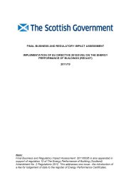 Final Business and Regulatory Impact Assessment for the Implementation of EU Directive 2010/31/EU on the Energy Performance of Buildings (recast) 2011/19 (relates to SSI 2012/208)